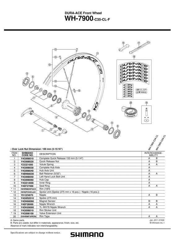 Ax butuc fata Shimano WH-7900-F
