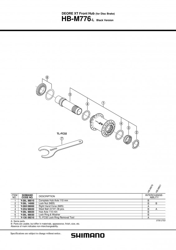 Ax Shimano HB-M776-L butuc ax 110mm