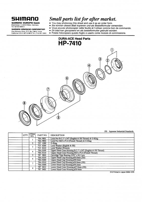 Con cuveta inferioara Shimano HP-7410 27.0mm