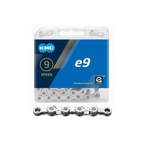 Lant KMC E9 Silver 9 viteze, 122 zale, Ebike, Argintiu