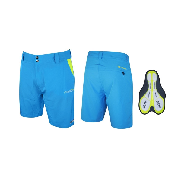 Pantaloni Force Blade MTB cu sub-pantaloni cu bazon albastru