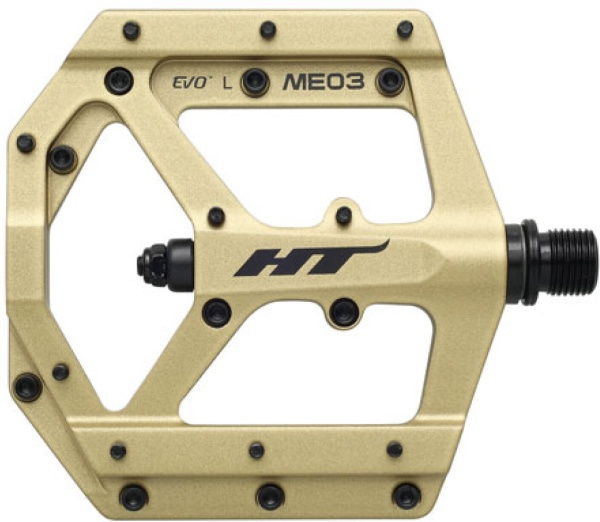 Pedale platformă HT Components ME03, magneziu, ax Titan/Cromoly, EVO+ bearings, 20 pini, MTB/e-MTB/Gravel, Crem
