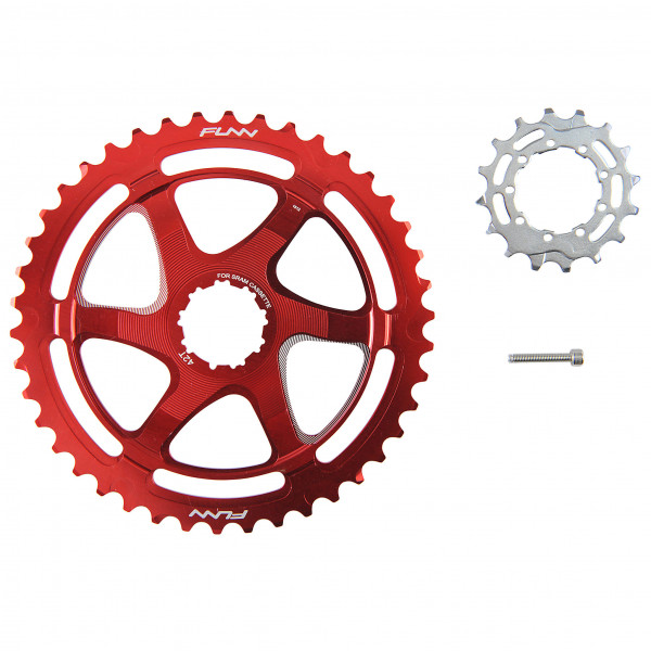 Pinion Funn "kit extensie" 10v 42T/16T compatibil Sram rosu