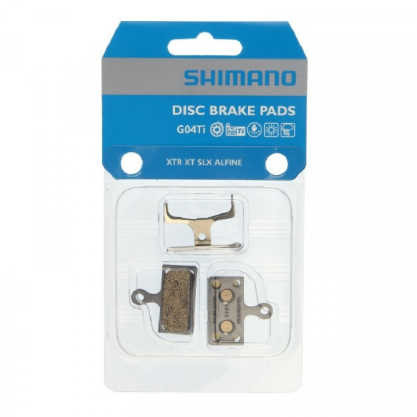 Placute de frana Shimano G04TI resin, fara aripioare de racire, cu arc/siguranta, cu pin, 1 pereche, ambalat ind.