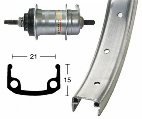 Roata spate 26x1.9 RB hub Shimano, 3s. 36H aluminiu