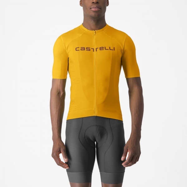 Tricou cu maneca scurta Castelli Elements, Galben / Visiniu