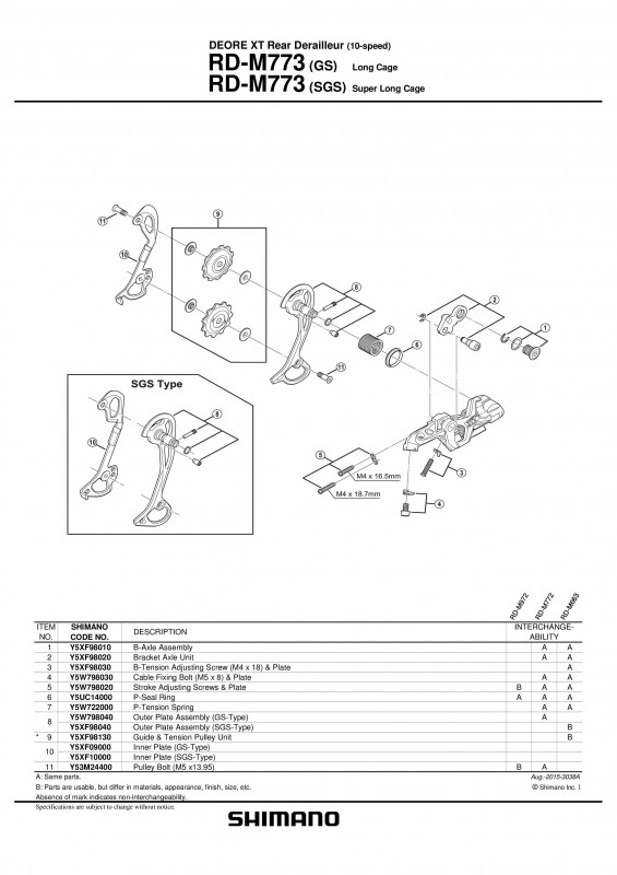 Ansamblu B-Axle Shimano RD-M773