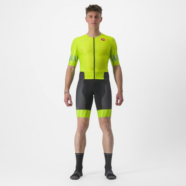 Costum de triatlon cu maneca scurta Castelli Free Sanremo SS Galben Fluo/Negru
