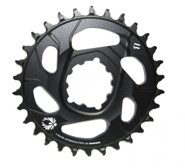 Foaie angrenaj Sram X-Sync2 Eagle 12V, 30T, negru, aluminiu, montare directa, offset - 4mm