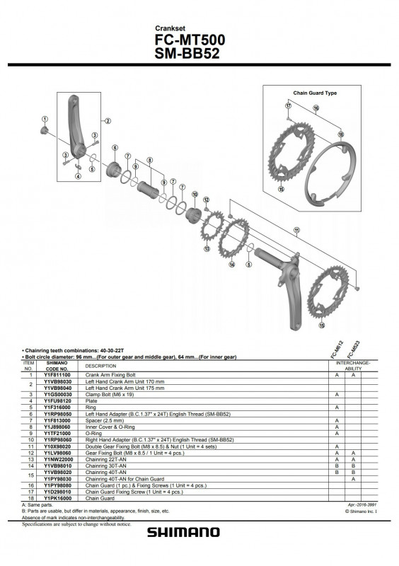 Foaie Shimano FC-MT500 30T-AN