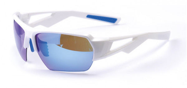 Ochelari Bikefun Gladiator albi lentile polarizate fumuriu albastru + lentile schimb