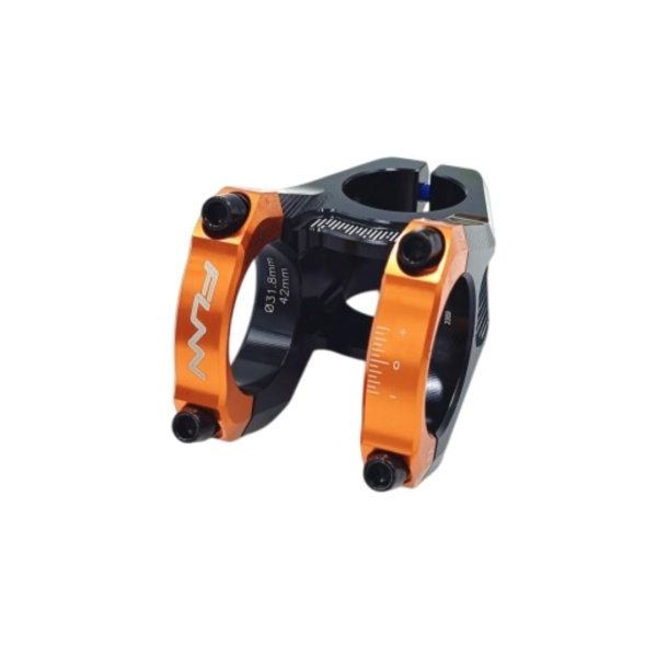 Pipa Funn Equalizer, Alu.6061- Full CNC, 31,8mm, rise/ridicare 0, 1-1/8, Ext:42mm, corp negru /clema portocalie, AM