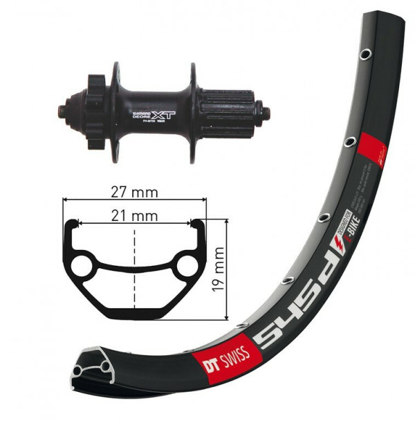 Roata spate 26x1.90" DeoreXT 6-boltDisc black QR36h. DT Swiss 545