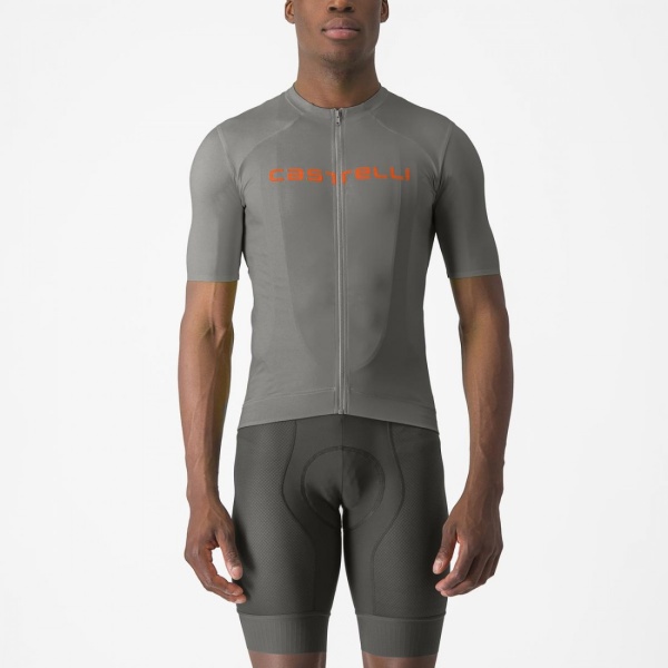 Tricou cu maneca scurta Castelli Elements, Gri / Portocaliu