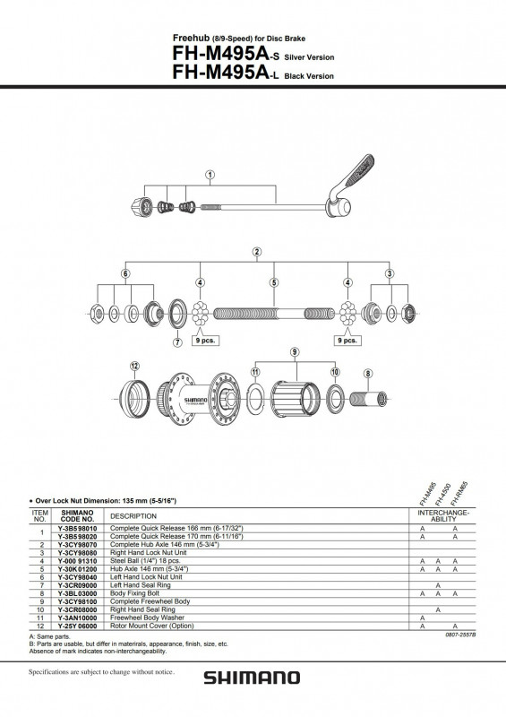Capat etans Shimano FH-M495A stanga