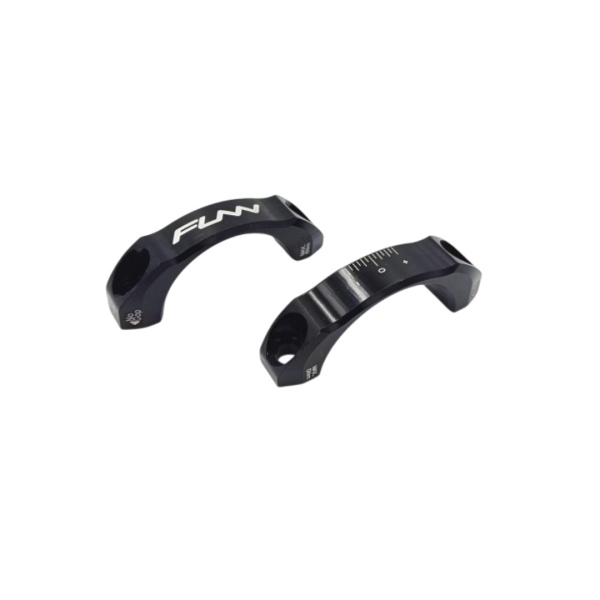 Cleme frontale pentru pipa Funn Equalizer 35mm, cu rise/ridicare 0 &10mm, negre, AM