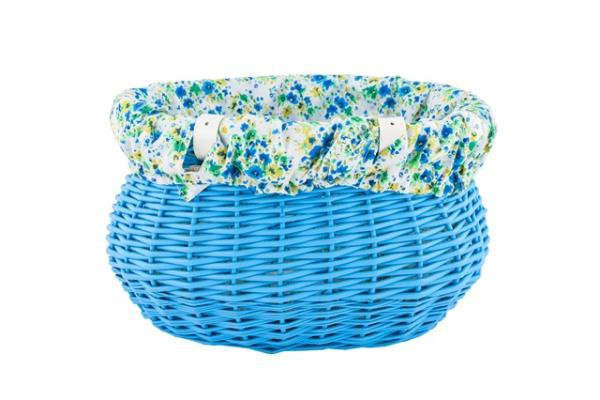 Cos bicicleta rachita oval colorat albastru cu husa flori 35x28x21 cm