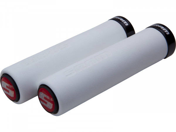 Mansoane lock-on SRAM Foam 129mm alb cu colier si dopuri