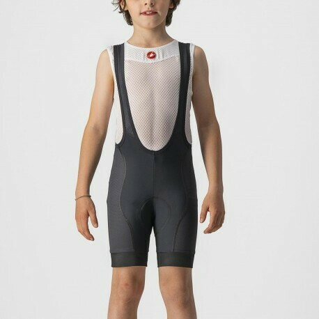 Pantaloni scurti cu bretele Castelli Jr Competizione, pentru copii, Negru