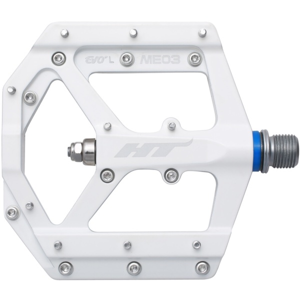 Pedale HT Components ME03, Platforma MTB, Corp Magneziu CNC, Ax Cromoly, Sistem Rulmenți EVO+, 20 Pini Schimbabili, Alb