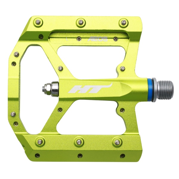 Pedale platforma HT Components AE05, ax titan, corp aluminiu prelucrat CNC, 20 pini per pedala, Verde
