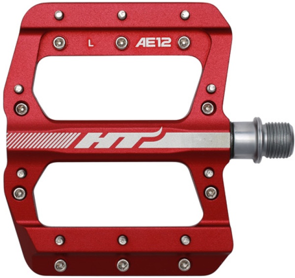 Pedale platforma HT Components AE12, pentru BMX, ax Cromoly, corp aluminiu prelucrat CNC, 20 pini per pedala, Rosu