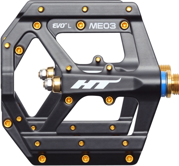 Pedale platforma HT Components ME03, ax titan, corp magneziu prelucrat CNC, 218 g, negre