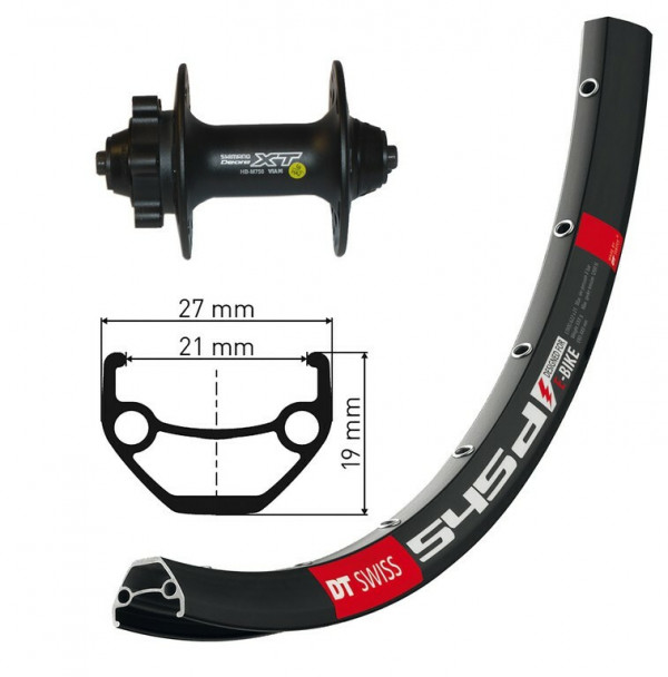 Roata fata 26x1.90" DeoreXT, 6-bolt, QR, 36h. DT Swiss 545 Disc