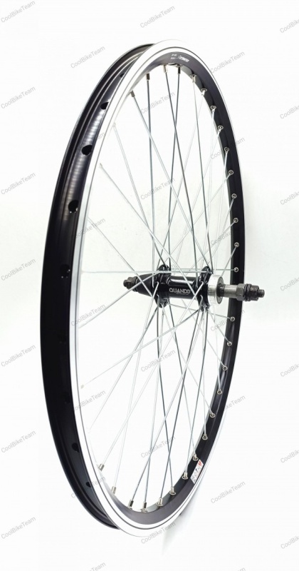 Roata spate Remerx Dragon 507x19 dubla, simplu capsata, neagra, Valva AV, 36 spite Sapim zinc, butuc alu Quando A51R, negru, ax cu piulite