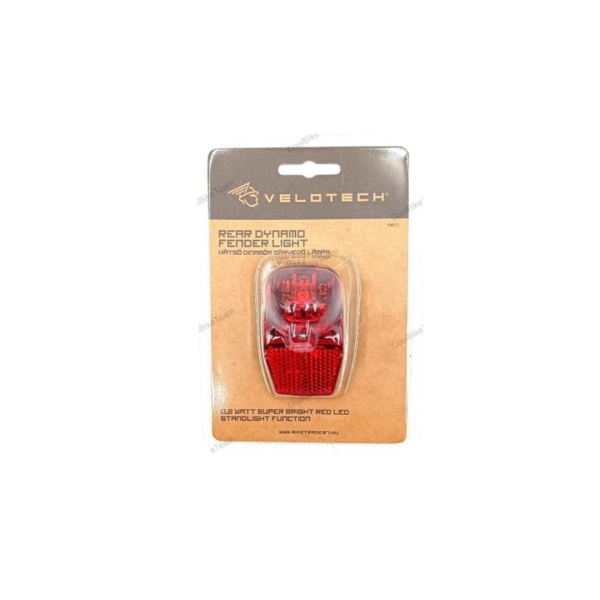 Stop spate Velotech 1 led, Retro, 2functii, pentru dinam in butuc