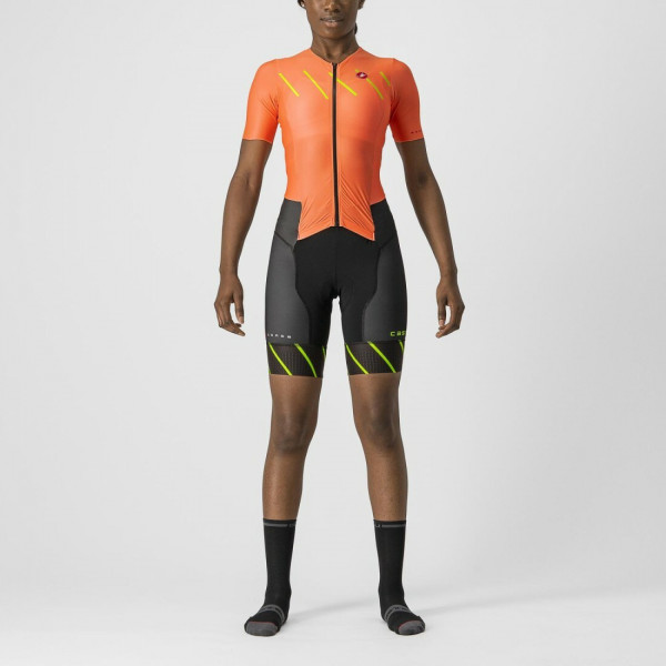 Costum de triatlon cu maneca scurta Castelli Free Sanremo W SS de dama Portocaliu/Negru