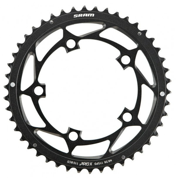 Foaie angrenaj Sram Road Red X-Glide R Yaw S1, blast black, 39T, aluminiu