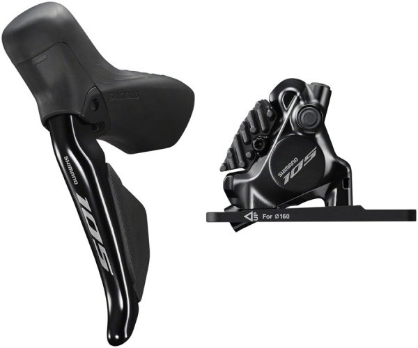 Frână pe Disc Set Asamblat Shimano J-Kit 105 ST-R7170(L) BR-R8170(F) Hidraulic, Rotor 160mm, Plăcuțe Resin cu Aripioare de Răcire, Furtun SM-BH90 1000mm