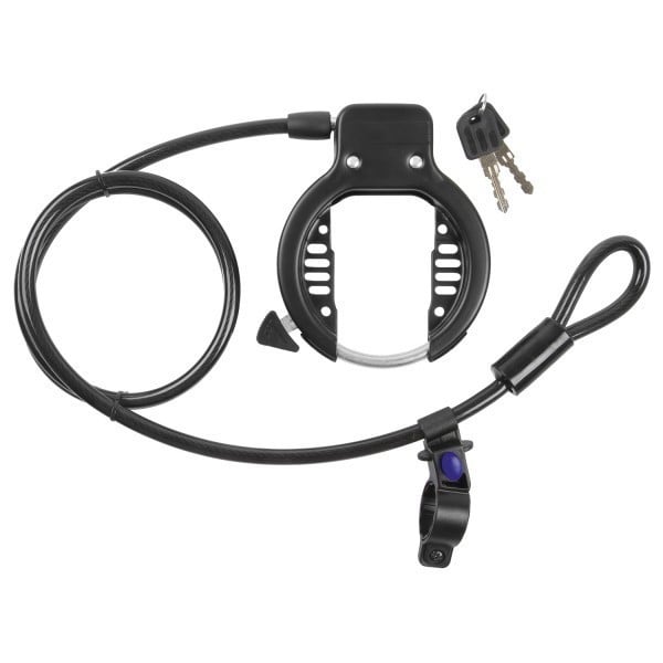 Incuietoare potcoava+cablu 10mm M-Wave Ringloop otel neagra