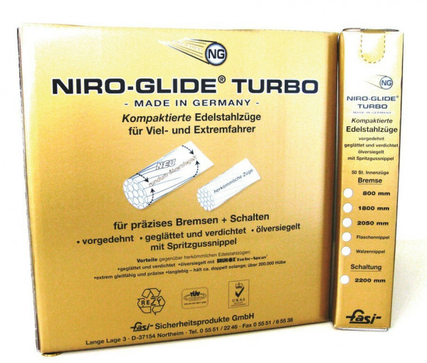 Interior brake cable-steel, bulb nipple 2050 mm lg.,1,5 mm ?, Box w. 50 pieces