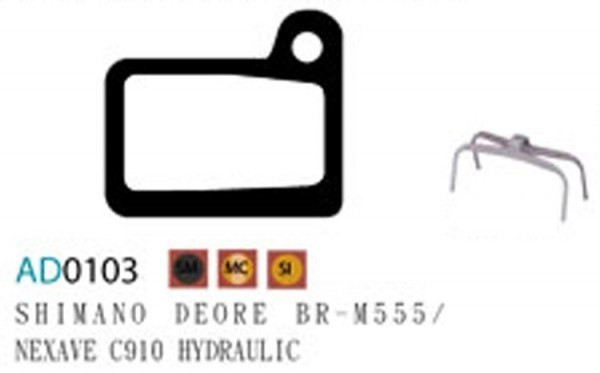 Placute frana Ashima AD0103, semi-metalice, compatibile Deore BR-M555/Nexave C910 Hyd..