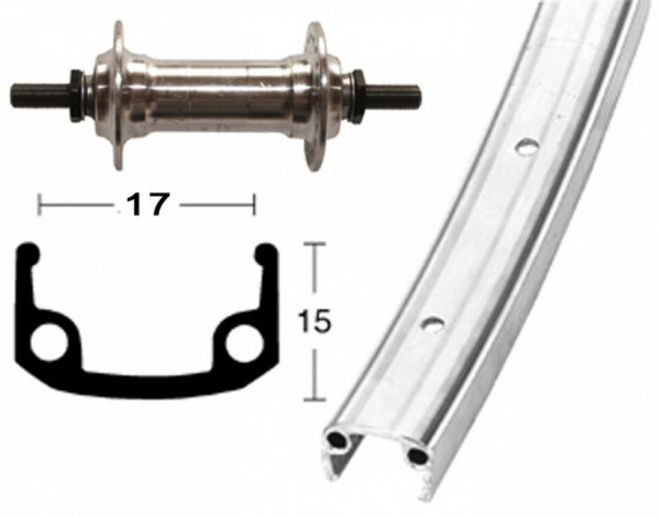 Roata fata 630-17, 27 1/2 x1.1/4 aluminiu, hub, rigid, 36H, single-wall rim silver