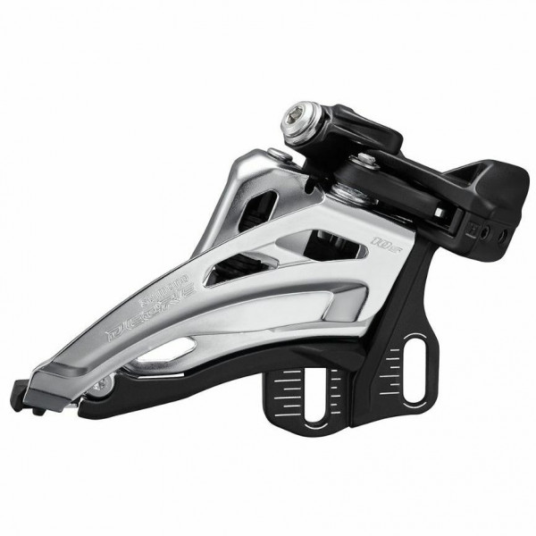 Schimbator fata Shimano Deore FD-M4100-E dublu pt. 2x10v prindere E-TYPE (fara bb plate) side swing tragere prin fata unghi cs 66-69 cl:48.8/51.8mm