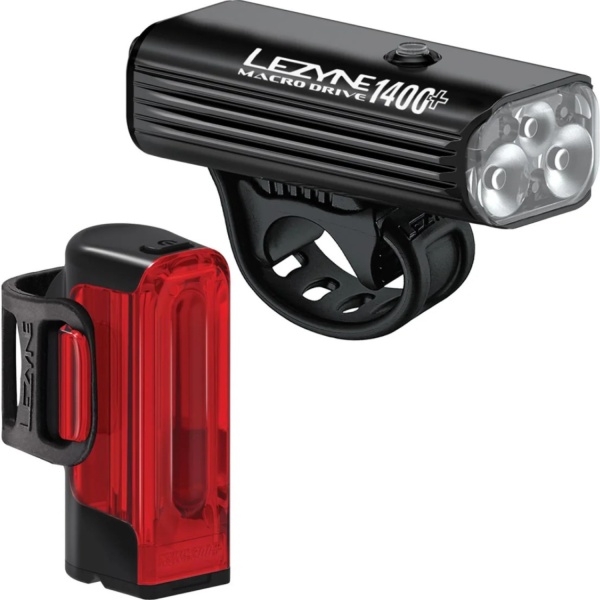 Set lumini Lezyne, LED Pair Macro Drive 1400+ / Strip Drive Pro 400+