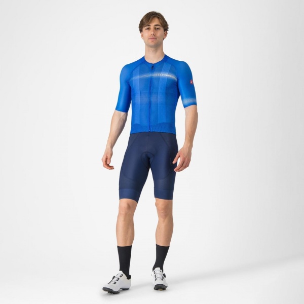 Tricou cu maneca scurta Castelli Climbers A/C, pentru barbati, albastru Italia/albastru belgian