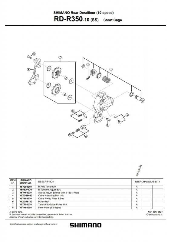 Ansamblu B-AXLE Shimano RD-R350-10