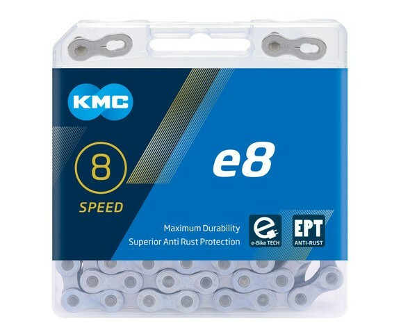 Lant KMC E8, 8 viteze ebike 1/2 x 3/32 136L Sil/Blk
