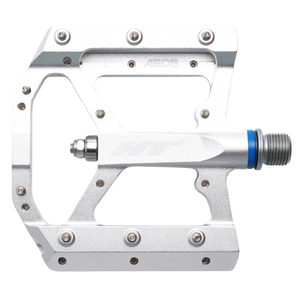 Pedale platforma HT Components AE05, ax titan, corp aluminiu prelucrat CNC, 20 pini per pedala, argintiu