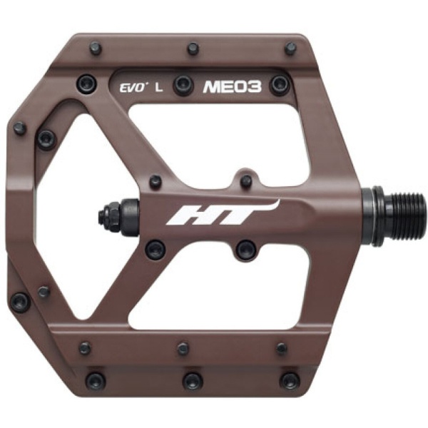 Pedale platformă HT Components ME03, magneziu, ax Titan/Cromoly, EVO+ bearings, 20 pini, MTB/e-MTB/Gravel, Maro