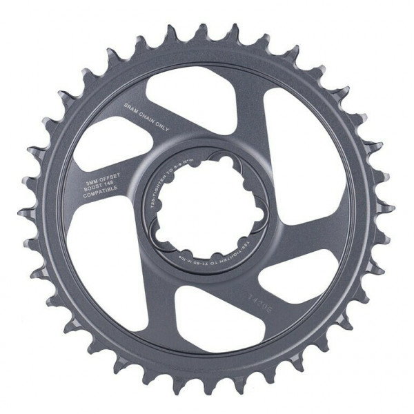 Placa pedalier Sram X-Sync2 Eagle Boost 36T, gri, aluminiu, offset 3mm, DM, 12V