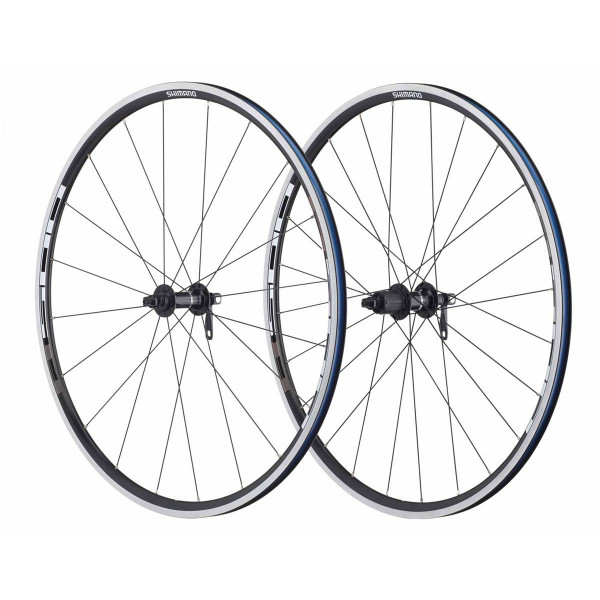 Roti Shimano WH-R501A fata + spate pentru 8/9/10v old 100/130mm QR spate 168mm janta clincher neagra spite plate fara husa
