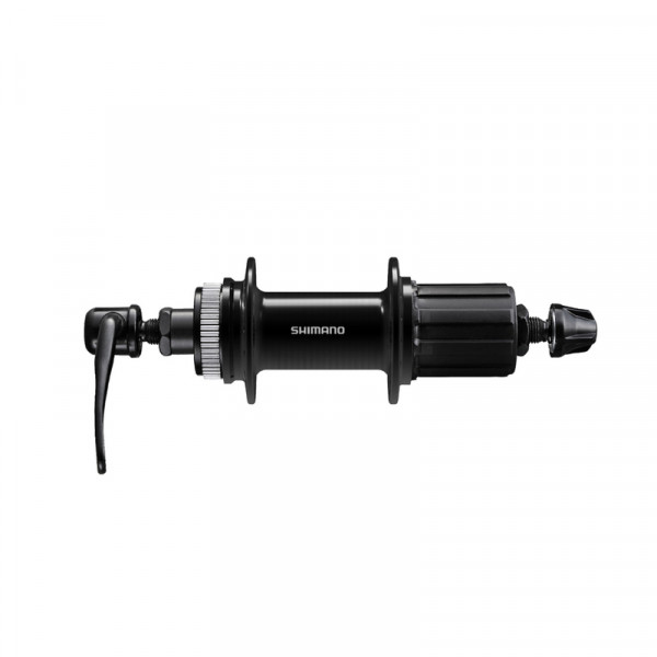 Butuc spate Shimano, FH-QC400-HM, center lock disc, fara piulita de strangere, 36H, OLD: 135mm QR: 173mm (black), cu rotor mount cover, black, ambalat ind.
