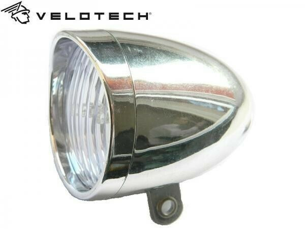 Far clasic bicicleta Velotech Retro, 3 leduri, 2functii, kromat