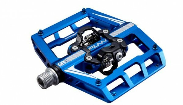 Pedale Funn Mamba platforma & SPD (Clip Double) GRS system albastru anodizat si pini albastri