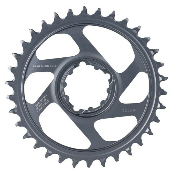 Placa pedalier Sram X-Sync2 Eagle Boost 34T, gri, aluminiu, offset 3mm, DM, 12V